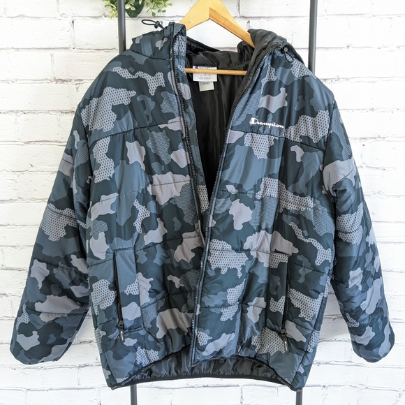 CHAMPION Hooded Puffer Winter Jacket - Picture 13 of 13